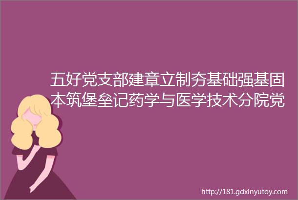 五好党支部建章立制夯基础强基固本筑堡垒记药学与医学技术分院党支部五好党支部依法治理好